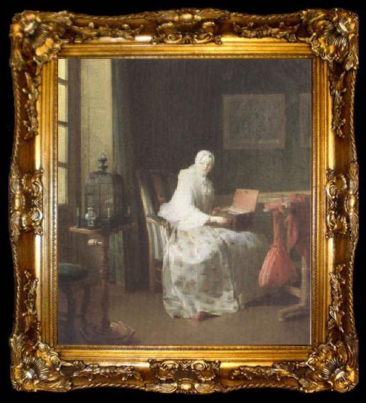 framed  Jean Baptiste Simeon Chardin The Bird-Organ (mk05), ta009-2